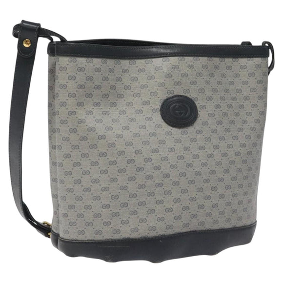 GUCCI Micro GG Supreme Shoulder Bag PVC Navy Gold Auth ep7561