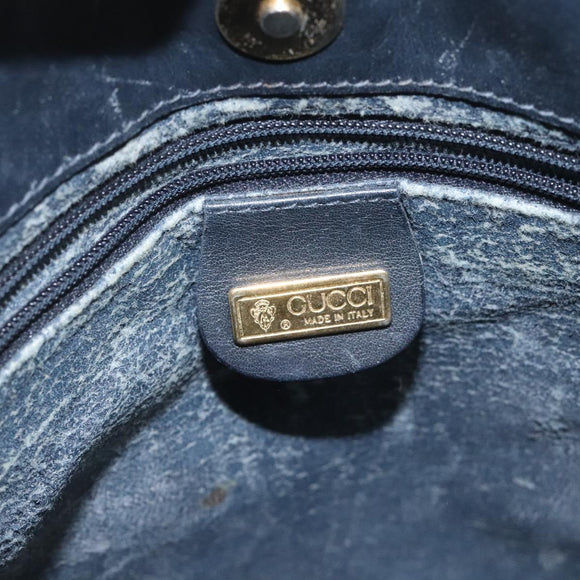 GUCCI Micro GG Supreme Shoulder Bag PVC Navy Gold Auth ep7561