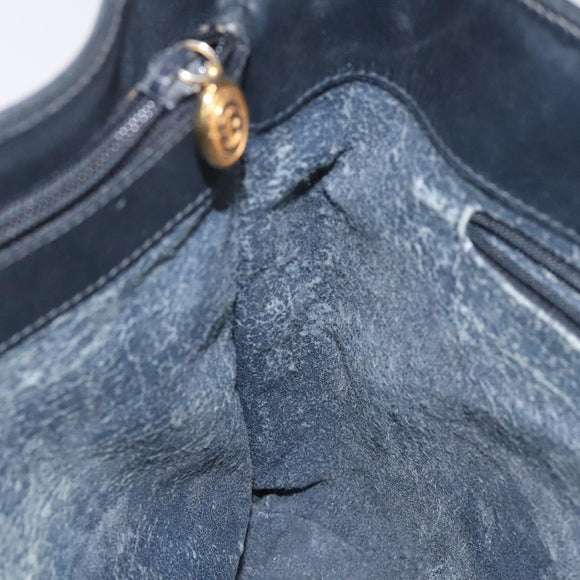 GUCCI Micro GG Supreme Shoulder Bag PVC Navy Gold Auth ep7561