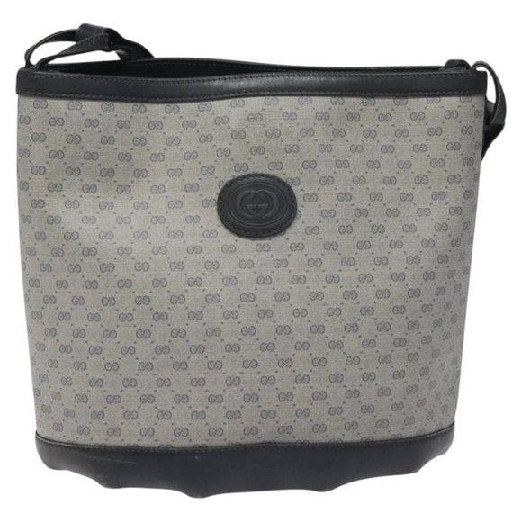 GUCCI Micro GG Supreme Shoulder Bag PVC Navy Gold Auth ep7561