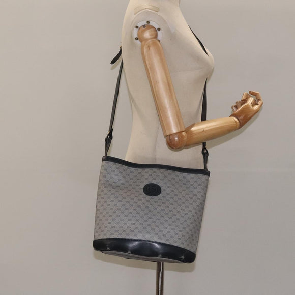 GUCCI Micro GG Supreme Shoulder Bag PVC Navy Gold Auth ep7561