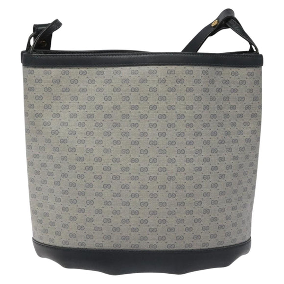 GUCCI Micro GG Supreme Shoulder Bag PVC Navy Gold Auth ep7561