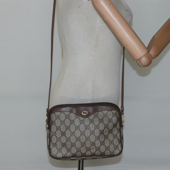 GUCCI GG Supreme Shoulder Bag PVC Beige Brown gold 97 02 068 Auth ep7562