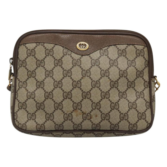 GUCCI GG Supreme Shoulder Bag PVC Beige Brown gold 97 02 068 Auth ep7562