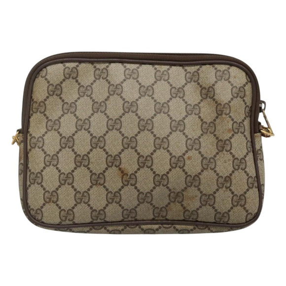GUCCI GG Supreme Shoulder Bag PVC Beige Brown gold 97 02 068 Auth ep7562