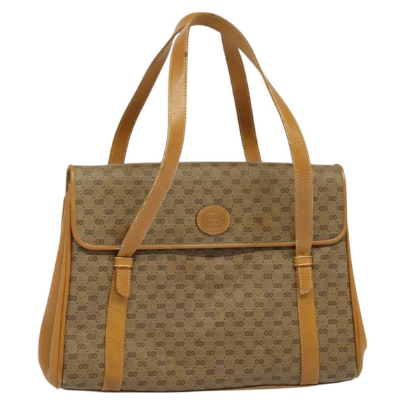GUCCI Micro GG Supreme Hand Bag PVC Leather Beige Gold 000 984 4857 Auth ep7571