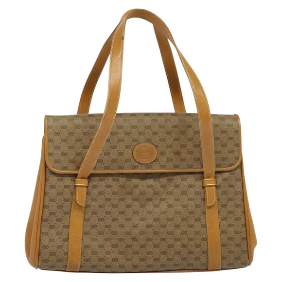 GUCCI Micro GG Supreme Hand Bag PVC Leather Beige Gold 000 984 4857 Auth ep7571