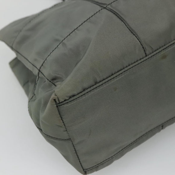 PRADA Tote Bag Nylon Plastic Gray Black Auth ep7577