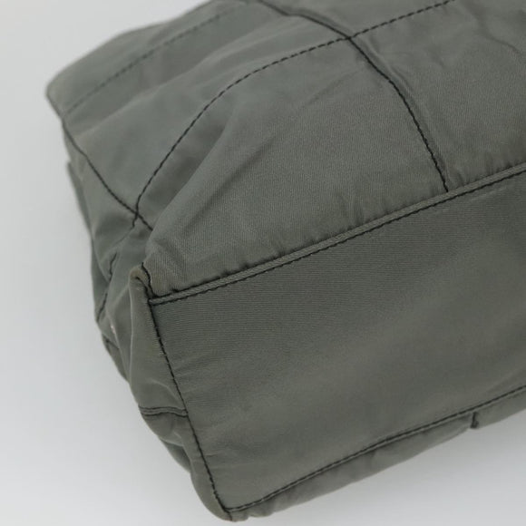 PRADA Tote Bag Nylon Plastic Gray Black Auth ep7577