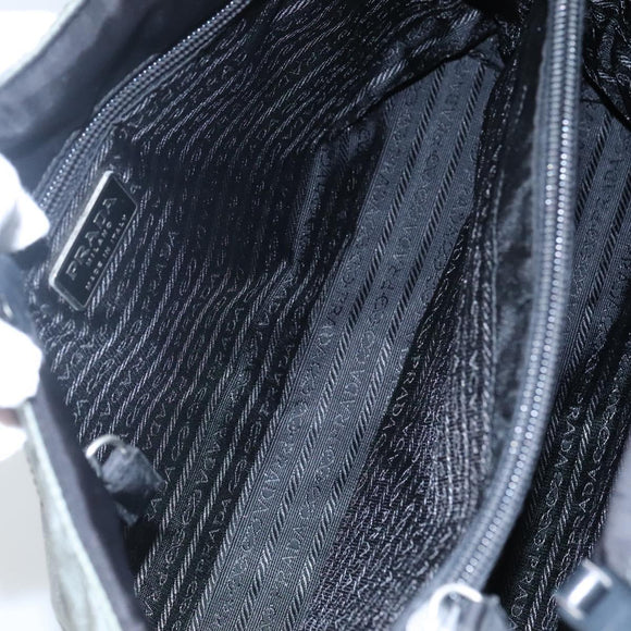 PRADA Tote Bag Nylon Plastic Gray Black Auth ep7577
