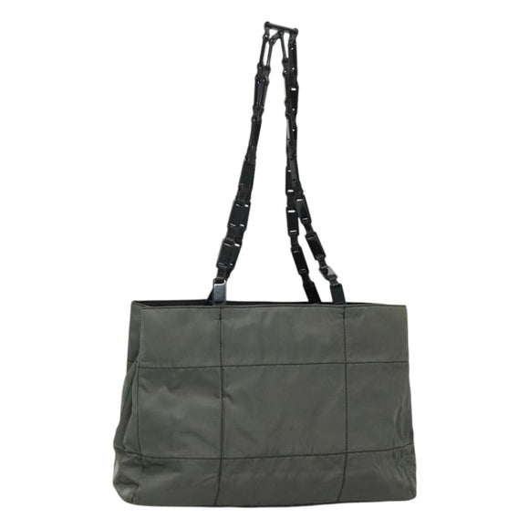 PRADA Tote Bag Nylon Plastic Gray Black Auth ep7577