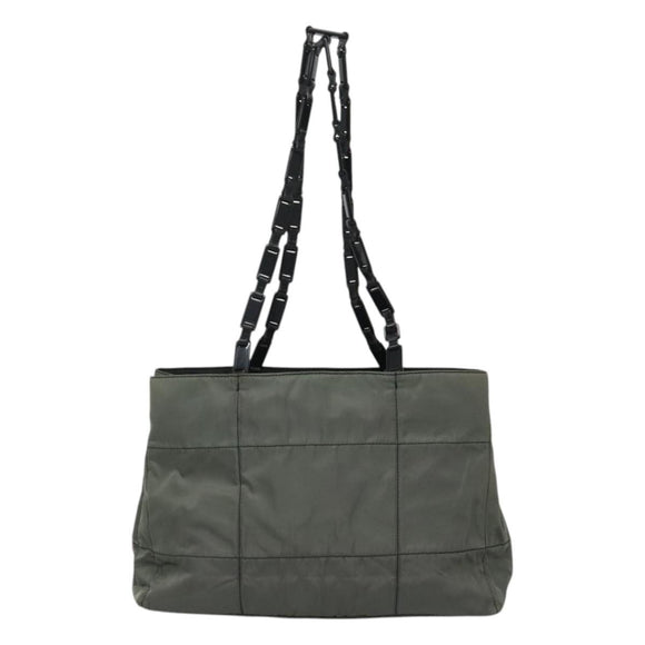 PRADA Tote Bag Nylon Plastic Gray Black Auth ep7577