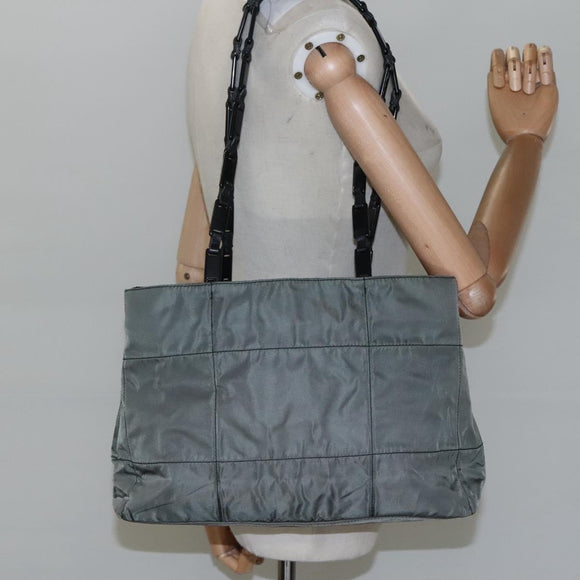 PRADA Tote Bag Nylon Plastic Gray Black Auth ep7577