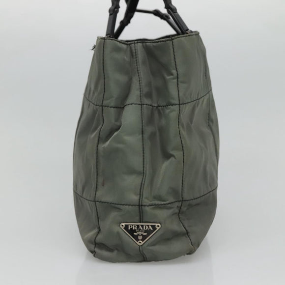 PRADA Tote Bag Nylon Plastic Gray Black Auth ep7577