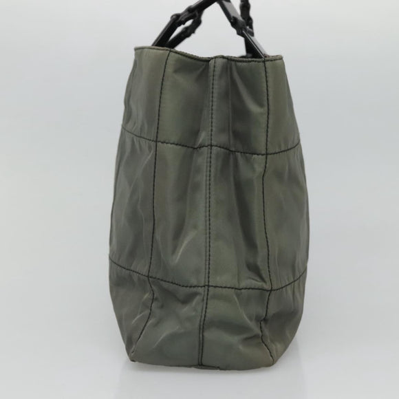PRADA Tote Bag Nylon Plastic Gray Black Auth ep7577
