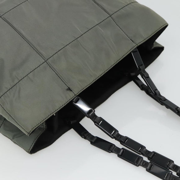 PRADA Tote Bag Nylon Plastic Gray Black Auth ep7577