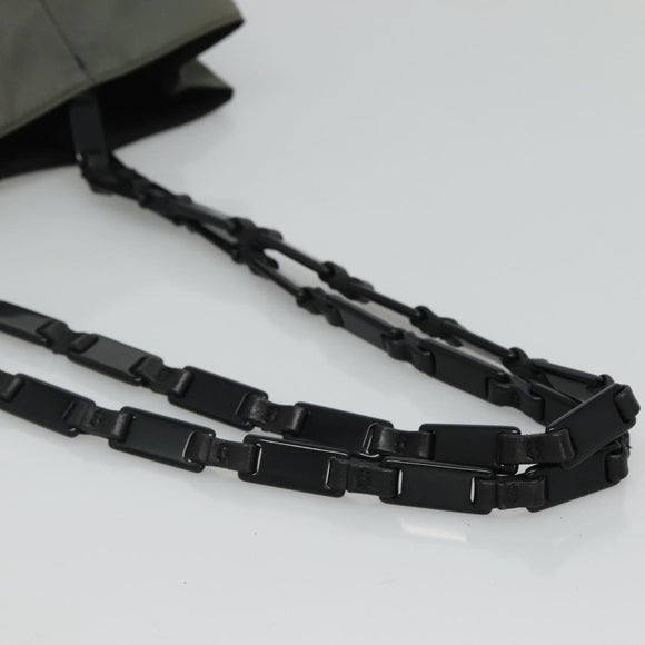PRADA Tote Bag Nylon Plastic Gray Black Auth ep7577