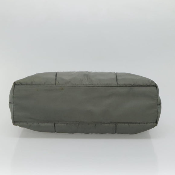 PRADA Tote Bag Nylon Plastic Gray Black Auth ep7577