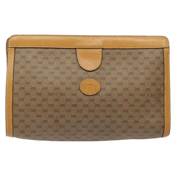 GUCCI Micro GG Canvas Clutch Bag PVC Beige Gold 014 89 0192 Auth ep7599