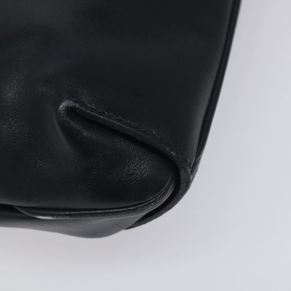 GUCCI Shoulder Bag Leather Navy Gold Auth ep7619