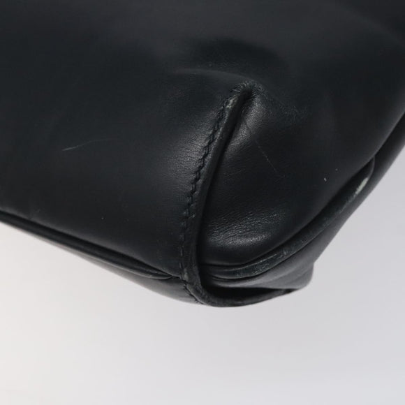 GUCCI Shoulder Bag Leather Navy Gold Auth ep7619