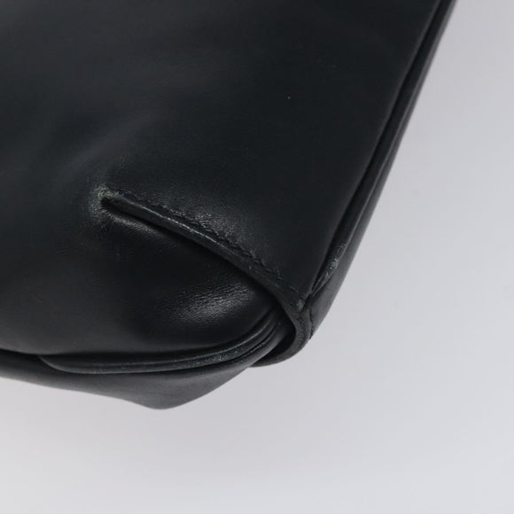 GUCCI Shoulder Bag Leather Navy Gold Auth ep7619