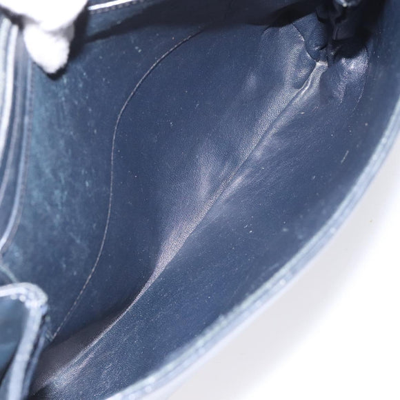 GUCCI Shoulder Bag Leather Navy Gold Auth ep7619