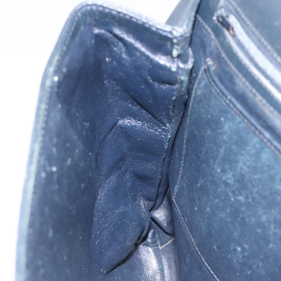 GUCCI Shoulder Bag Leather Navy Gold Auth ep7619