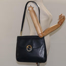 GUCCI Shoulder Bag Leather Navy Gold Auth ep7619-22