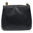 GUCCI Shoulder Bag Leather Navy Gold Auth ep7619-2