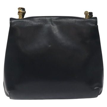 GUCCI Shoulder Bag Leather Navy Gold Auth ep7619 - 0