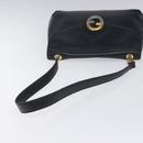 GUCCI Shoulder Bag Leather Navy Gold Auth ep7619-7