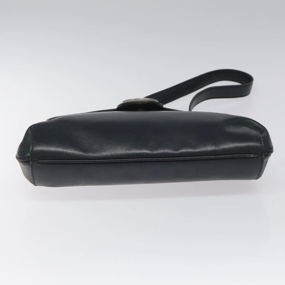 GUCCI Shoulder Bag Leather Navy Gold Auth ep7619