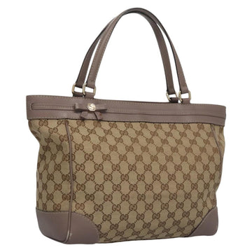 GUCCI GG Canvas Tote Bag Beige Gold 257061 Auth ep7628
