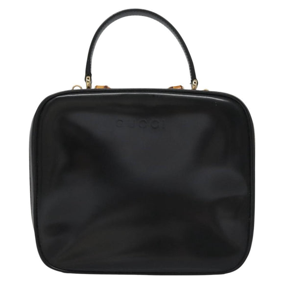 GUCCI Vanity Bamboo Pouch Enamel 2way Black 000 2040 0323 Auth ep7648