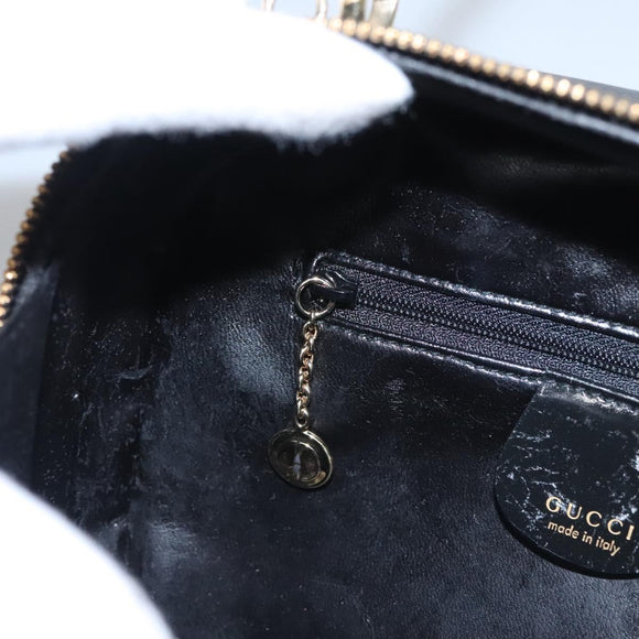 GUCCI Vanity Bamboo Pouch Enamel 2way Black 000 2040 0323 Auth ep7648
