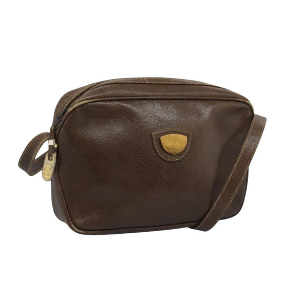 GUCCI Shoulder Bag Leather Brown Gold 001 261 1015 Auth ep7652