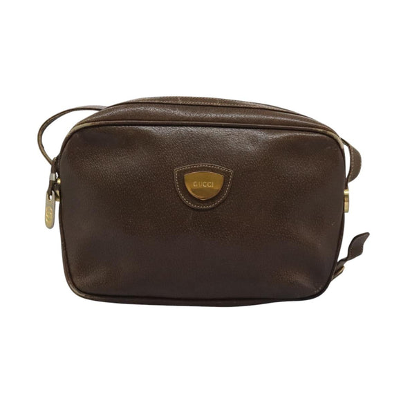 GUCCI Shoulder Bag Leather Brown Gold 001 261 1015 Auth ep7652