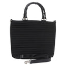 GUCCI Bamboo Hand Bag Canvas 2way Black 000 1705 0588 Auth ep7659-1