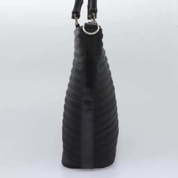 GUCCI Bamboo Hand Bag Canvas 2way Black 000 1705 0588 Auth ep7659
