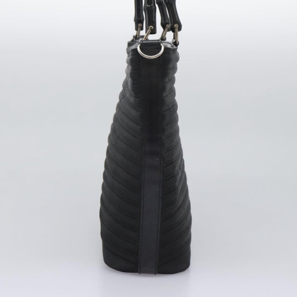 GUCCI Bamboo Hand Bag Canvas 2way Black 000 1705 0588 Auth ep7659