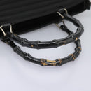 GUCCI Bamboo Hand Bag Canvas 2way Black 000 1705 0588 Auth ep7659-7
