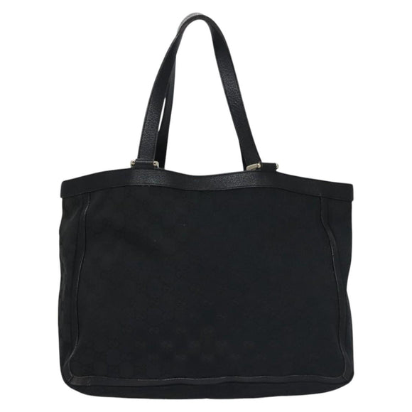 GUCCI GG Canvas Tote Bag Black Gold 146247 Auth ep7662