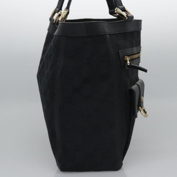 GUCCI GG Canvas Tote Bag Black Gold 146247 Auth ep7662