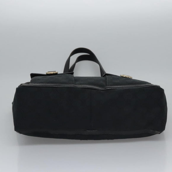 GUCCI GG Canvas Tote Bag Black Gold 146247 Auth ep7662