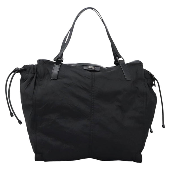 BURBERRY Nova Check Tote Bag Nylon Black Silver Auth ep7664