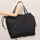 BURBERRY Nova Check Tote Bag Nylon Black Silver Auth ep7664-23