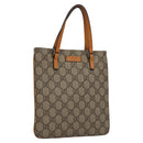 GUCCI GG Supreme Hand Bag PVC Leather Beige Silver 114600 Auth ep7666-1