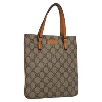 GUCCI GG Supreme Hand Bag PVC Leather Beige Silver 114600 Auth ep7666