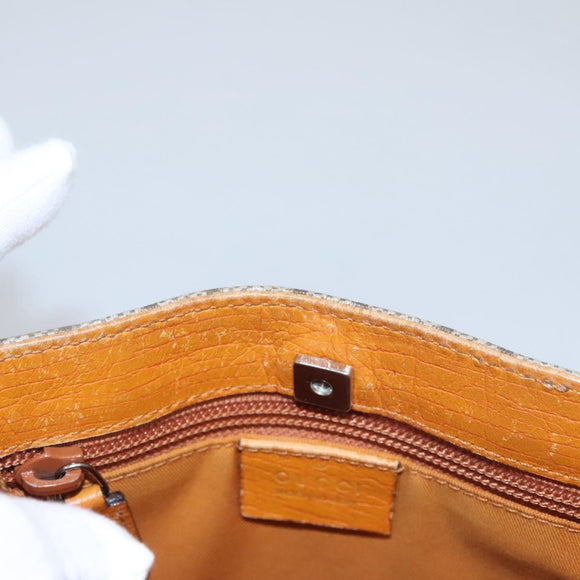 GUCCI GG Supreme Hand Bag PVC Leather Beige Silver 114600 Auth ep7666